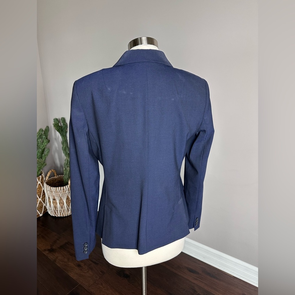 Banana Republic Blazer Wool Tailored Suit Jacket Navy Womens 12 - Picture 4 of 11